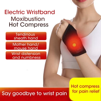 Электрический бандаж с подогревом на запястье, грелка для колена, лодыжки, шеи, браслет для снятия боли, зарядка через USB, браслет для снятия боли, грелка для рук с травяным подогревом