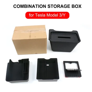 4 Шт. Для Tesla Модель 3/Y 2023 2022 Комбинированный TPE Ящик для хранения На заднем сиденье ABS Центральное Управление Скрытые Коробки Для Подлокотников Автомобильные Аксессуары