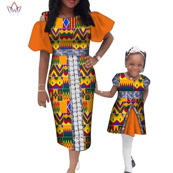 BRW, Новая Модная Одежда для Семьи в африканском стиле, Комплекты семейной одежды для мамы и девочки, африканская одежда с коротким рукавом 6xl, WYQ541