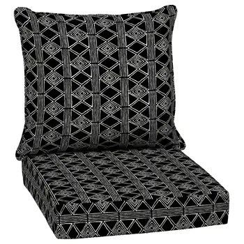 Набор подушек для глубокого сидения Arden Selections на открытом воздухе 24 x 24, черная глобальная полоска