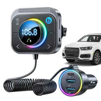 Автомобильное радио Bluetooth 5,3 FM/AUX Blue tooths Автомобильный Адаптер Автомобильное Зарядное устройство Усиление басов 3 Порта PD & QC 3,0 FM Автомобильный Передатчик