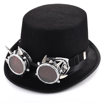 Шляпа в стиле Стимпанк, очки с шипами, Фетровая шляпа, панк-фокусник, очки с шипами, очки для косплея, Шляпы для панк-вечеринок, Аксессуар, Готический