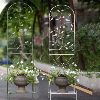 Металлическая садовая Решетка для ограждения частной жизни со складной подставкой для цветов Украшения балкона