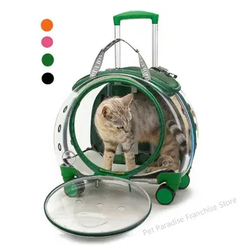 Сумка-тележка для домашних животных, сумка через плечо, прозрачная сумка для кошек, воздушный ящик, собака дышит, кошка путешествует, переносит транспорт, переносная коробка с пузырьками