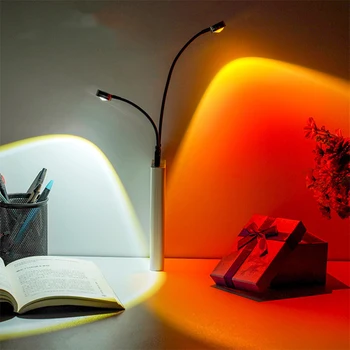 Лампа на закате, USB-Радужный проектор, Атмосферный Ночник, Украшение дома, Освещение для фотосъемки, Кофейня, Декор стен, Светильники