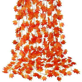 12 Упаковок искусственных осенних листьев, Гирлянда, подвесная лоза, украшение на День Благодарения для семейной свадьбы, вечеринки у камина