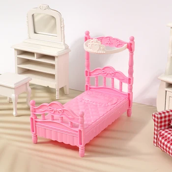 1 шт. кукольная кровать, милая пластиковая мебель, прекрасный кукольный домик, аксессуары для спальни, детская игрушка для кукольного домика