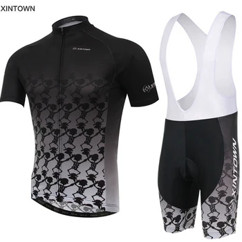 Черная новая одежда Ropa Ciclismo XINTOWN, костюм с коротким рукавом, Велосипедная майка, Комплект спортивной одежды для велосипеда/Джерси/ (нагрудник), Комплекты шорт