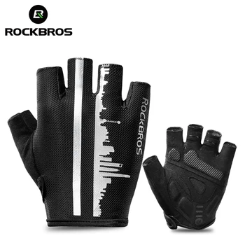 ROCKBROS, Летние велосипедные перчатки на половину пальца, противоскользящие дышащие Велосипедные перчатки, Светоотражающие Велосипедные перчатки, Аксессуары