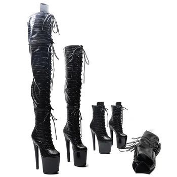 Leecabe/Женские сапоги с разрезом на молнии с искусственным верхом 20 см/8 дюймов, Новый дизайн, три способа ношения ботинок, Съемные сапоги на экстремально высоком каблуке