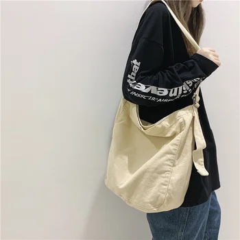 Сумка через плечо большой емкости, корейский простой и ленивый стиль, холщовая сумка для художественной стирки, студенческая сумка через плечо, сумка для покупок для отдыха
