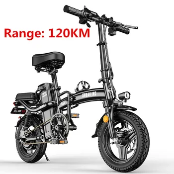 Дальность действия 120 км Складной мини-электрический велосипед, двойной дисковый тормоз, электромобильный велосипед, горный велосипед bicicletta elettrica ebikes