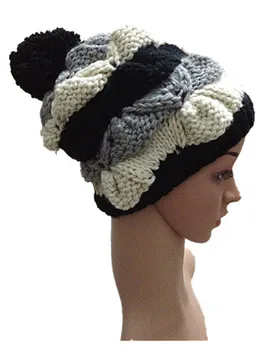 Модные осенне-зимние шапочки BomHCS для девочек, теплые вязаные шапки ручной работы, милая кепка