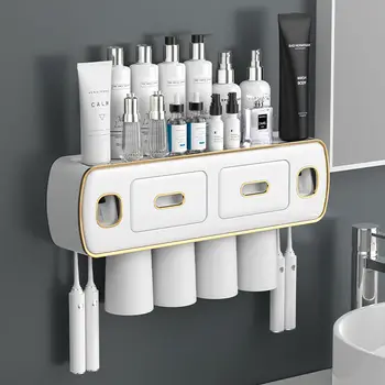 Стойка для хранения зубной пасты в домашнем туалете, держатель для зубной щетки с сильным всасыванием