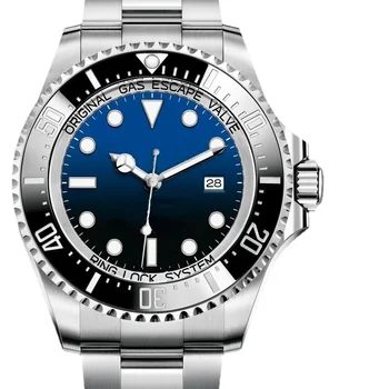 автоматические механические мужские часы черный синий керамический 44 мм