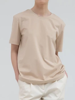 Однотонная простая футболка, Женская Летняя одежда 2023, Классические футболки с круглым вырезом и коротким рукавом, Модные шикарные футболки, повседневные винтажные футболки, топы