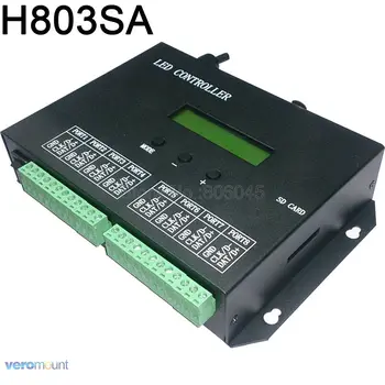 H803SA Светодиодный программируемый контроллер Программное обеспечение для ПК 8192 Пикселей Подключается к контроллеру DMX512 8-портовый автономный контроллер SD-карты