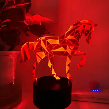 Практичная светодиодная лампа в виде лошади с сенсорным управлением, создающая атмосферу, украшение дома, Сменный цвет светодиодной лампы в 3D-стиле в виде лошади