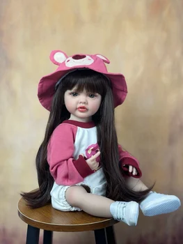 BZDOLL Реалистичная Возрожденная Кукла Для Маленьких Девочек С Полным Силиконовым Телом И Длинными Волосами 55 см 22 Дюйма Принцесса Малышка Бебе