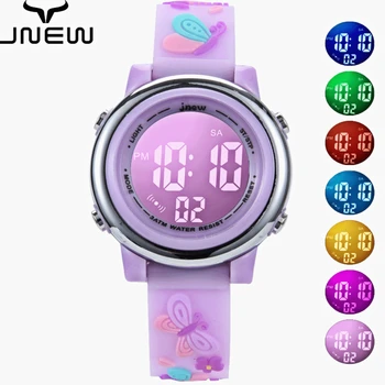 3D Детские спортивные цифровые часы для девочек и мальчиков, Водонепроницаемые силиконовые электронные часы, светодиодный световой будильник, секундомер, Детские наручные часы