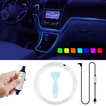 Автомобильный Красочный Холодный свет USB Беспроводная Светящаяся лампа EL Лампа для украшения интерьера Многофункциональная Атмосферная лампа
