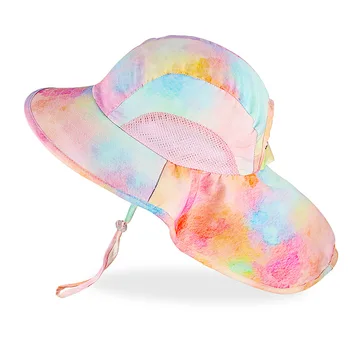 Солнцезащитная Шляпа с клапаном на шее, летний пляжный аксессуар для девочек и мальчиков, кепка с широкими полями, защищающая от ультрафиолета, для купания малышей во время отпуска