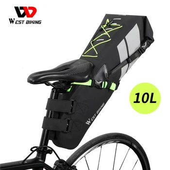 WEST BIKING 10Л 17Л Велосипедная седельная сумка Большой емкости, Складная Велосипедная сумка, Водонепроницаемая Светоотражающая Сумка для багажника MTB дорожного велосипеда