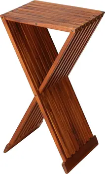 Складной Стол-подставка для растений из массива тикового дерева, коричневый