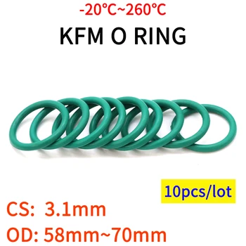 10шт CS 3,1 мм OD 58 ~ 70 мм Зеленый FKM Уплотнительное кольцо из фторкаучука, Уплотнительная прокладка, Изоляционное Масло, Высокая Термостойкость, Зеленый