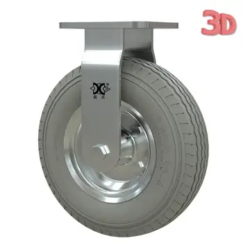 1 шт Сверхпрочное 8-дюймовое оцинкованное колесо из пенополиуретана с фиксированным колесом из прочной серой резины, надувное с возможностью свободного нажатия