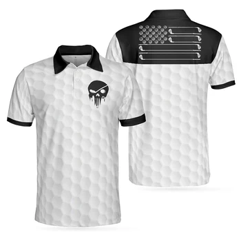 Мужская рубашка поло для гольфа Skeleton 2023, быстросохнущие дышащие футболки, устойчивые к морщинам, впитывающие влагу, Спортивная одежда с коротким рукавом