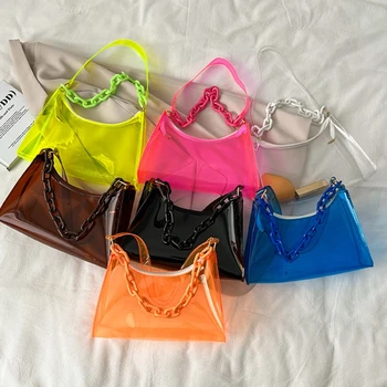 Модные женские желейные сумки, прозрачная сумка из ПВХ, сумки для подмышек, женские летние сумки