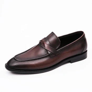 Мужская Повседневная обувь в деловом стиле, Мужская Кожаная Английская Мужская Обувь, Осенняя дышащая Модная обувь для ног