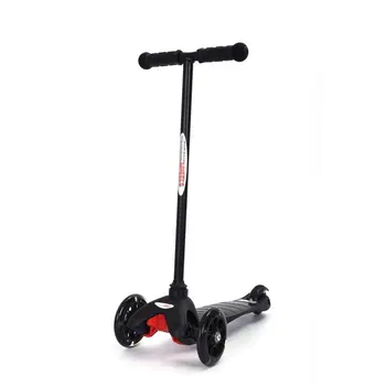 Скутер с мигающим колесом из искусственной кожи - Черный Портативный педальный скутер для школьников, работающих в городе, на открытом воздухе