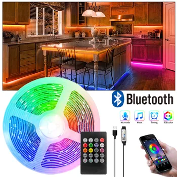 Светодиодные ленты для комнаты Bluetooth Управление Светодиодная лента Цветная RGB LED 5050 USB Лента Подсветка ТЕЛЕВИЗОРА Декор Синхронизация музыки Изменение цвета