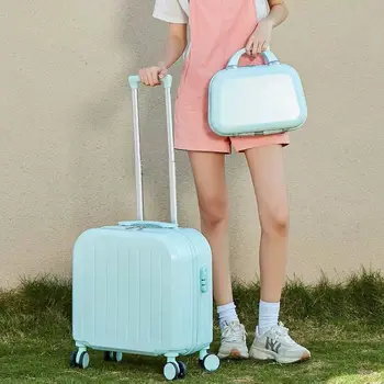 18-дюймовый женский маленький переносной чехол-тележка, ручной чемодан на колесиках, студенческий дорожный багажный набор, кейс для багажа на колесиках