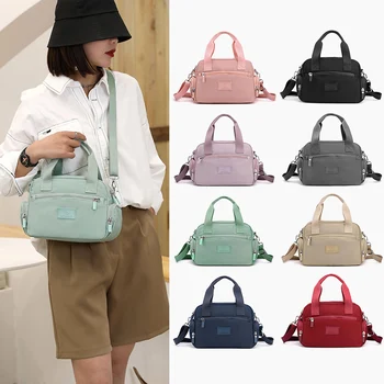Корейские модные Женские Универсальные сумки, Холщовая сумка, Повседневные однотонные деловые сумки через плечо из ткани