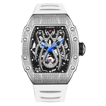 HANBORO, новый дизайн, Роскошные Автоматические часы для мужчин, Модные Повседневные механические мужские часы, водонепроницаемые мужские наручные часы montre homme