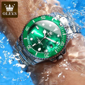 OLEVS Роскошные кварцевые часы для мужчин Лидирующий бренд 30ATM Водонепроницаемые часы с датой Спортивные часы Мужские Светящиеся наручные часы Relogio Masculino
