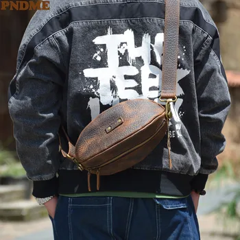 PNDME модная дизайнерская мужская нагрудная сумка для регби из натуральной кожи ручной работы из натуральной воловьей кожи на каждый день, многофункциональная сумка через плечо