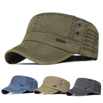 Военные кепки из промытого хлопка Для мужчин И женщин, армейская кепка кадета, уникальный дизайн, винтажная шляпа с плоским верхом