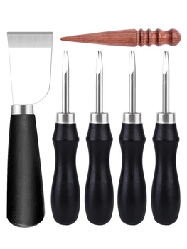 Набор инструментов для кожи RORGETO, устройство для прижима Кромки, Триммер, Черная деревянная ручка, инструмент для рытья траншей, Практичный инструмент для обрезки кожи, сделай сам