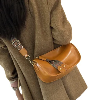 Широкий плечевой ремень подмышечный мешок для современных женщин чувство моды 2023 новая мягкая натуральная кожа сумки кошельки сумки