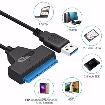 Кабель USB 3.0 SATA SSD HDD SATA 3 к USB Easy Drive Кабель 2,5 Дюйма Для мобильного внешнего жесткого диска USB-адаптер 22-контактный Компьютер ПК