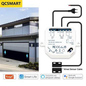 Датчик открывания гаражных ворот Пульт дистанционного управления Wi-Fi-переключателем Tuya Smart Life App Alert Работает с домашней автоматизацией Google Home Alexa