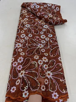 Африканская Кружевная ткань с блестками 2023, Высококачественная вышивка, Нигерийская Тюлевая Кружевная ткань с аппликацией, Французская ткань Для женского Свадебного платья