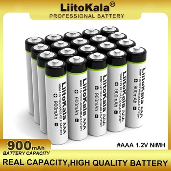 Перезаряжаемая батарея LiitoKala AAA NiMH 1,2 В, 900 мАч, подходит для игрушек, мышей, электронных весов и т. Д.