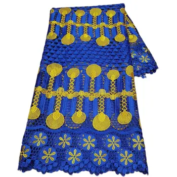 Африканская Гипюровая Кружевная ткань с вышивкой для женского платья, Водорастворимая, 5 ярдов