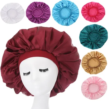 Выберите 3 Больших женских колпака для ночного сна, Шелковые эластичные шапочки для защиты волос, Капор для ухода за волосами Унисекс, ночной колпак, Атласная шапочка для ванны