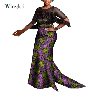 Африканские платья для женщин, Элегантное длинное платье Макси с цветочным принтом, дашики, праздничный свадебный наряд, Модная африканская женская одежда Wy9712